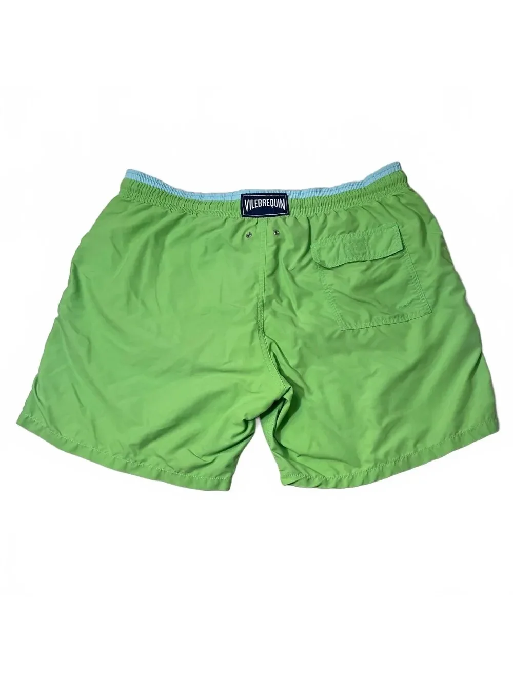 Vilebrequin Men's Green And Teal Swim Trunks with Turtle Embroidery